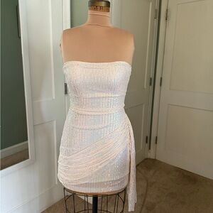 Chic Strapless White/Cream Sequin Dress Homecoming